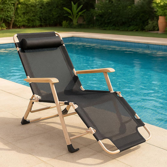 كرسي استرخاء قابل للطي متعدد الوضعيات – مثالي للرحلات والتخييم والحدائق