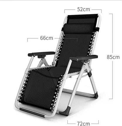كرسي استرخاء قابل للطي متعدد الوضعيات مع وسادة رأس – هيكل معدني قوي وقماش مريح