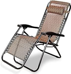 كرسي استرخاء قابل للطي متعدد الوضعيات مع وسادة رأس – هيكل معدني قوي وقماش مريح
