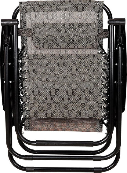 كرسي استرخاء قابل للطي متعدد الوضعيات مع وسادة رأس – هيكل معدني قوي وقماش مريح